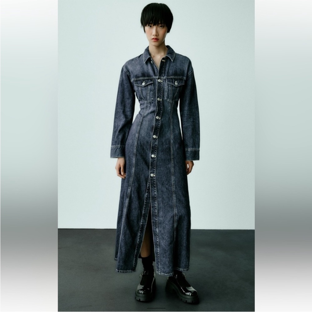 NWOT- Zara Maxi Denim Shirt Dress